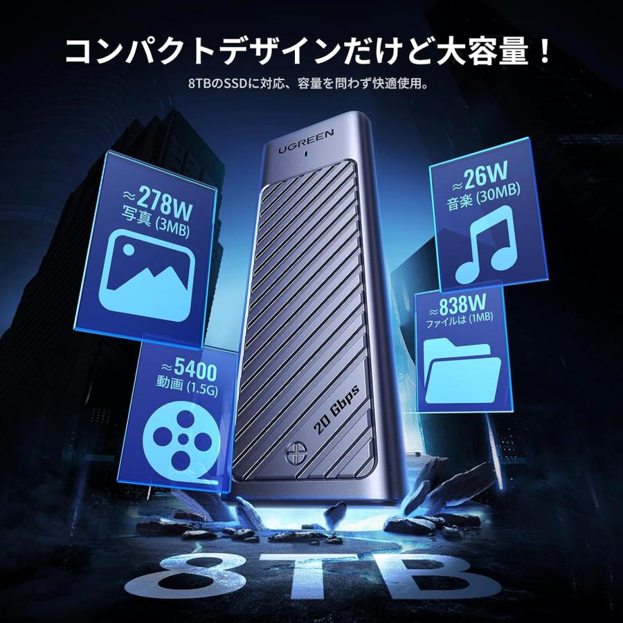 UGREEN M.2 SSD 外付けケース USB 3.2 Gen 2x2 NVME/SATA 20Gbps UGREEN M.2 SSD 外付けケース USB 3.2 Gen 2x2 NVME/SATA 20Gbps