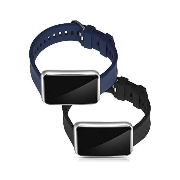 kwmobile 対応: Huawei Watch Fit バンド - 2x 替えベルト TPU シリコン バンド (黒色 / 紺色 L)｜freejia｜05