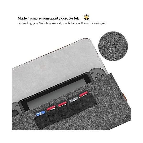 ProCase Switch ケース ニンテンドースイッチ保護カバー スイッチ ゲーム機 収納バッグ (フェルトブラック Nintendo S)｜freejia｜02