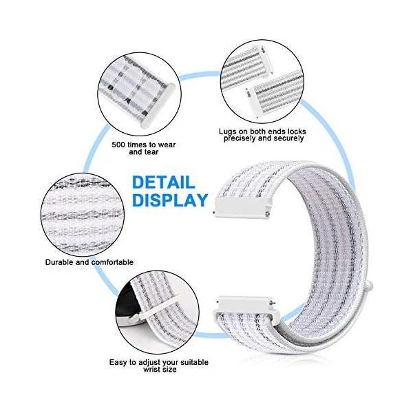 腕時計バンド 20mm 22mm Runostrich 時計バンド ループナイロンバンド (白いピンストライプ 20mm)｜freejia｜05