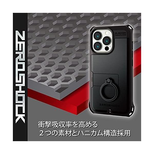 エレコム iPhone 13 Pro/ハイブリッドケース/ZEROSHOCK/リング付き/ブラック (ブラック)｜freejia｜05