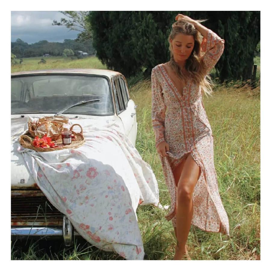 ボヘミアン ワンピース カーディガン ラテ肌 ガウン 海外ファッション リゾートワンピ ハワイ マキシ丈 マキシワンピース フェス サーフスタイル G Fridstore フリッドストア 通販 Yahoo ショッピング