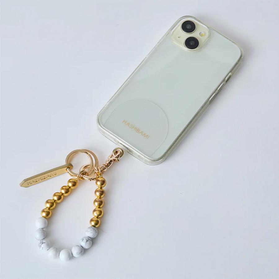 Hashibami（ハシバミ） スマホストラップ レディース 天然石 ゴールド