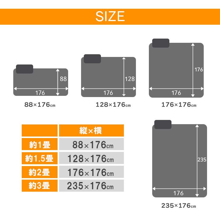 広電（KODEN） ホットカーペット 128×176cm 電気カーペット 1.5畳 電気