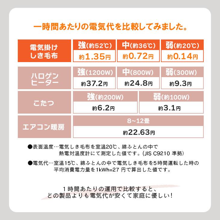 広電（KODEN） 丸洗いOK 電気毛布 かけしき毛布 188×130cm 保湿 弱酸性