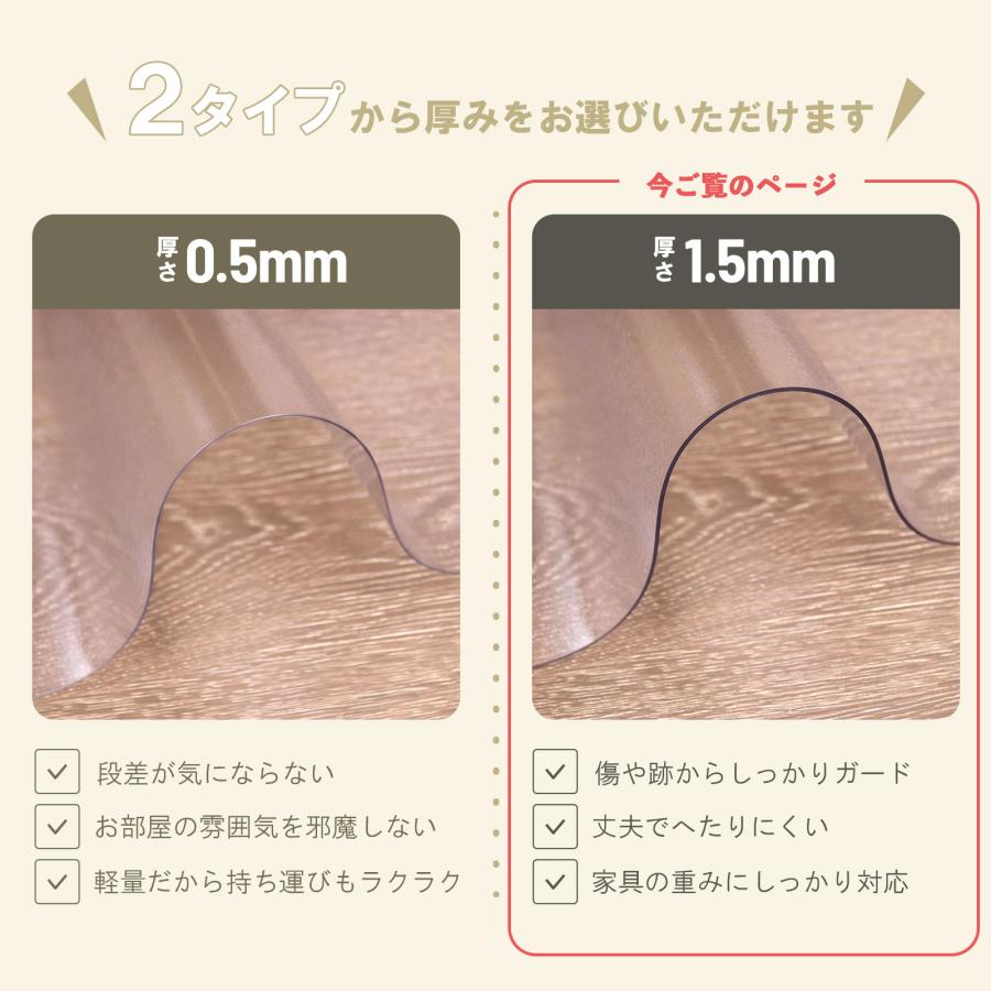 フリーリー チェアマット 厚1.5mm 90×180cm 透明 クリア 拭ける