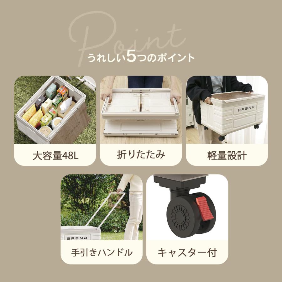 折りたたみコンテナ 収納ボックス 持ち手付き 大容量 48L 折りコン