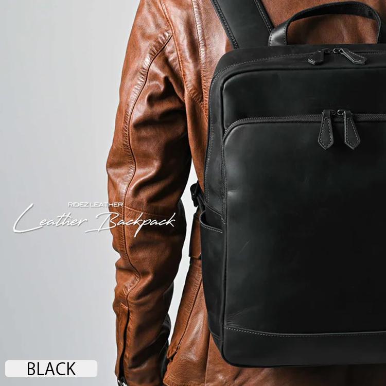 RIDEZ LEATHER BACKPACK レザーバックパック 天然皮革 RBP01 バイク向けレザーバック 本革の画像