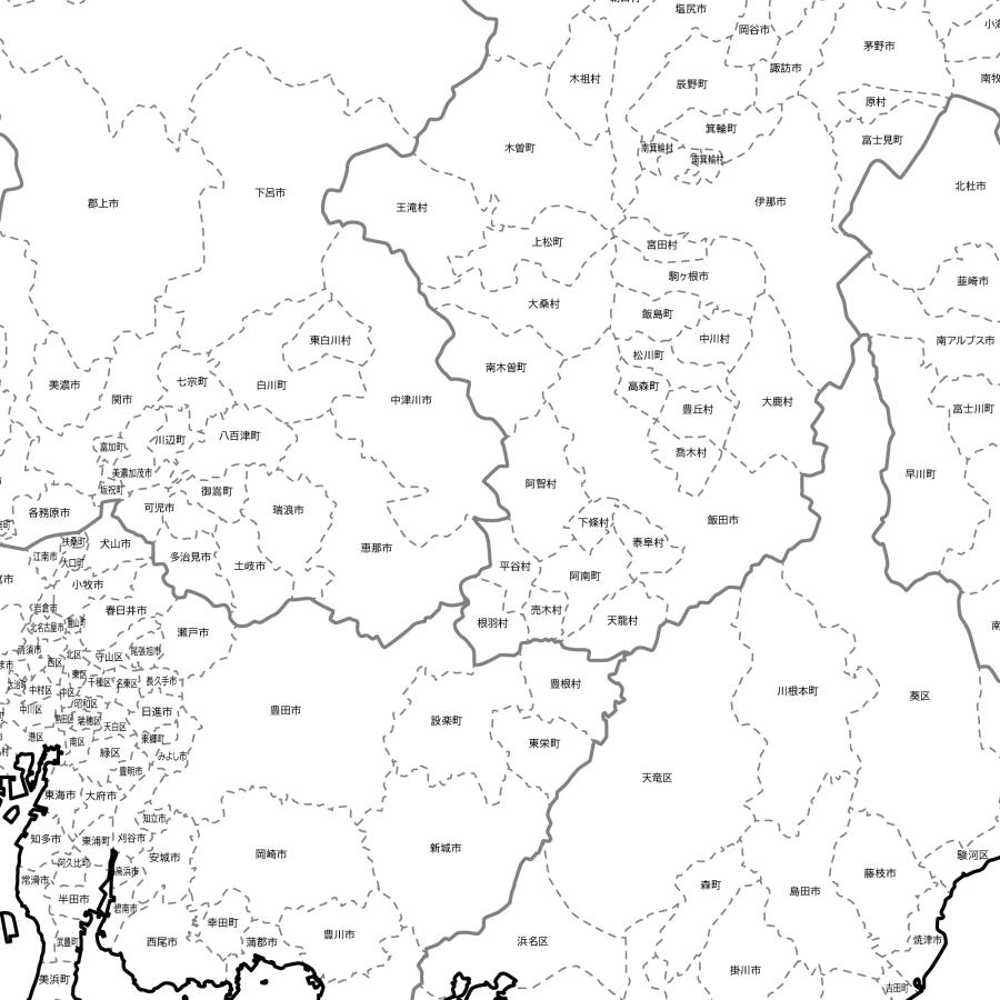 中部の白地図 特大ポスター A1サイズ A2サイズ 2枚セット 都道府県