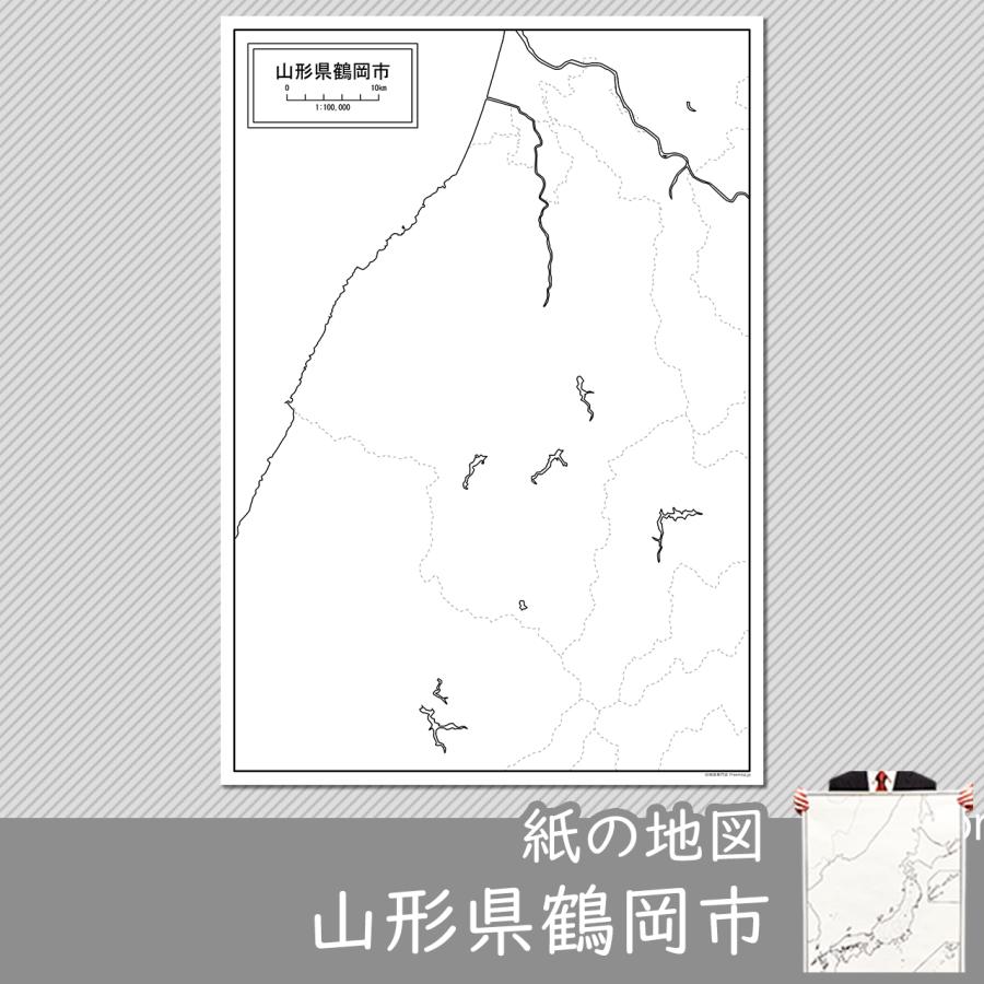 山形県鶴岡市の紙の白地図 A1サイズ2枚セット Jp063pa1 白地図専門店 通販 Yahoo ショッピング