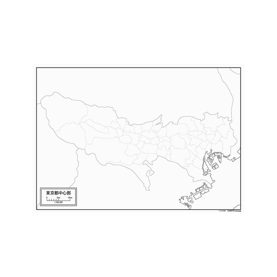 東京都中心部の紙の白地図 Jppa1 白地図専門店 通販 Yahoo ショッピング