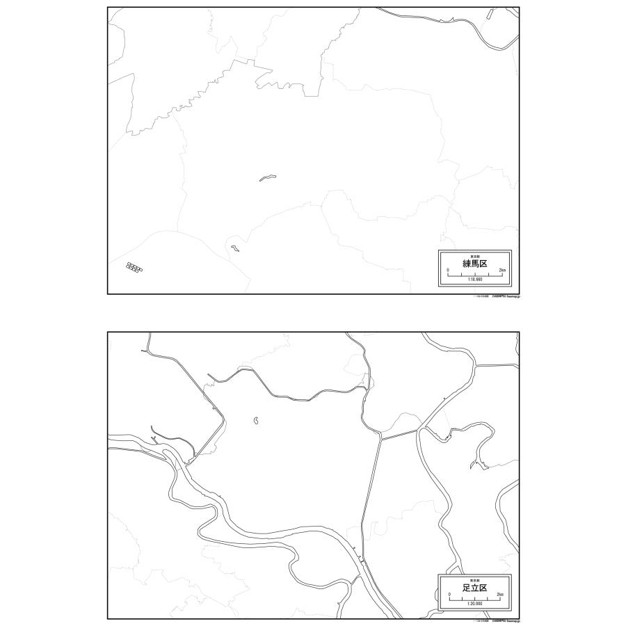 東京都特別区（23区）の各区の白地図 |  | 20