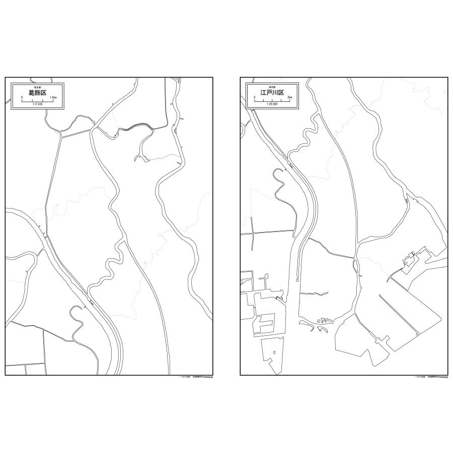 東京都特別区（23区）の各区の白地図 |  | 22