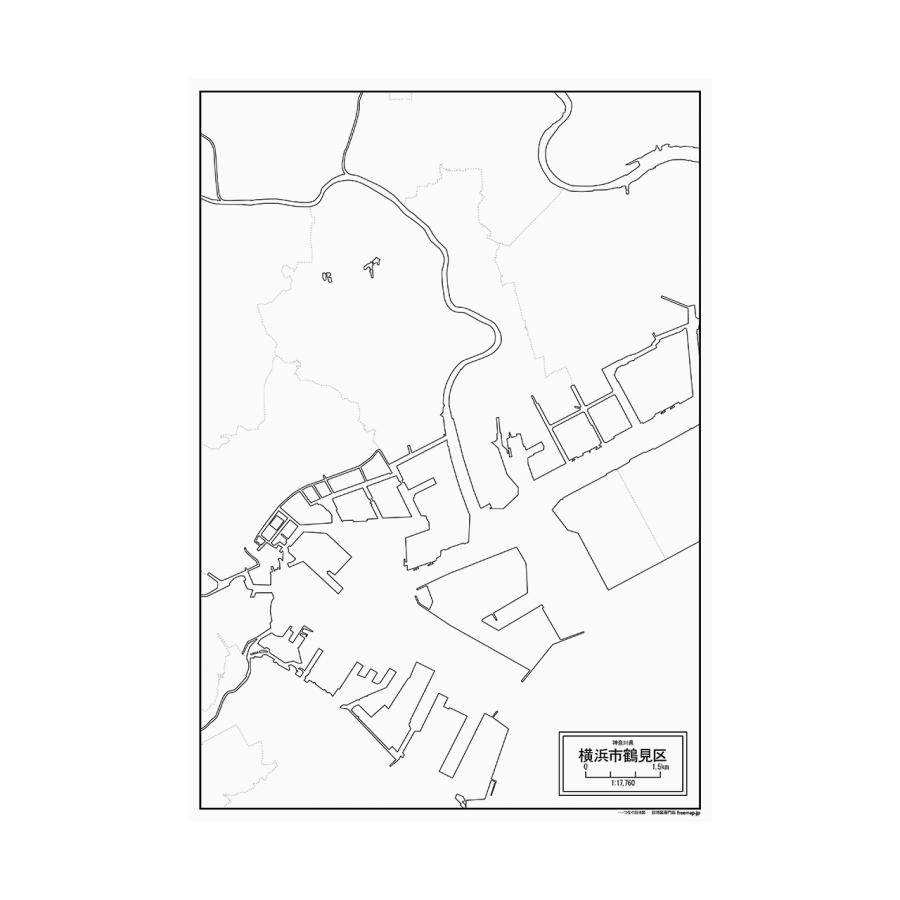 神奈川県横浜市の各区の白地図 | 
