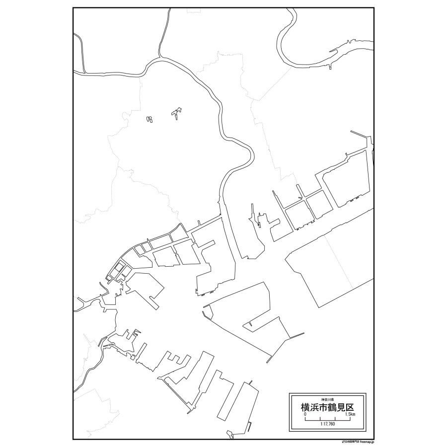 神奈川県横浜市の各区の白地図 |  | 01