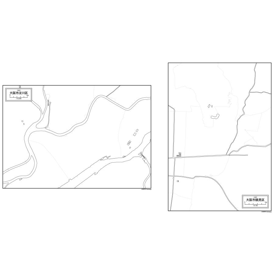 大阪府大阪市の各区の白地図 |  | 19