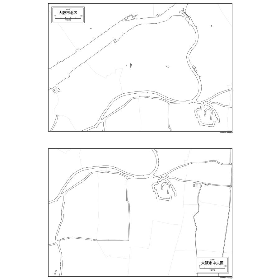 大阪府大阪市の各区の白地図 |  | 23