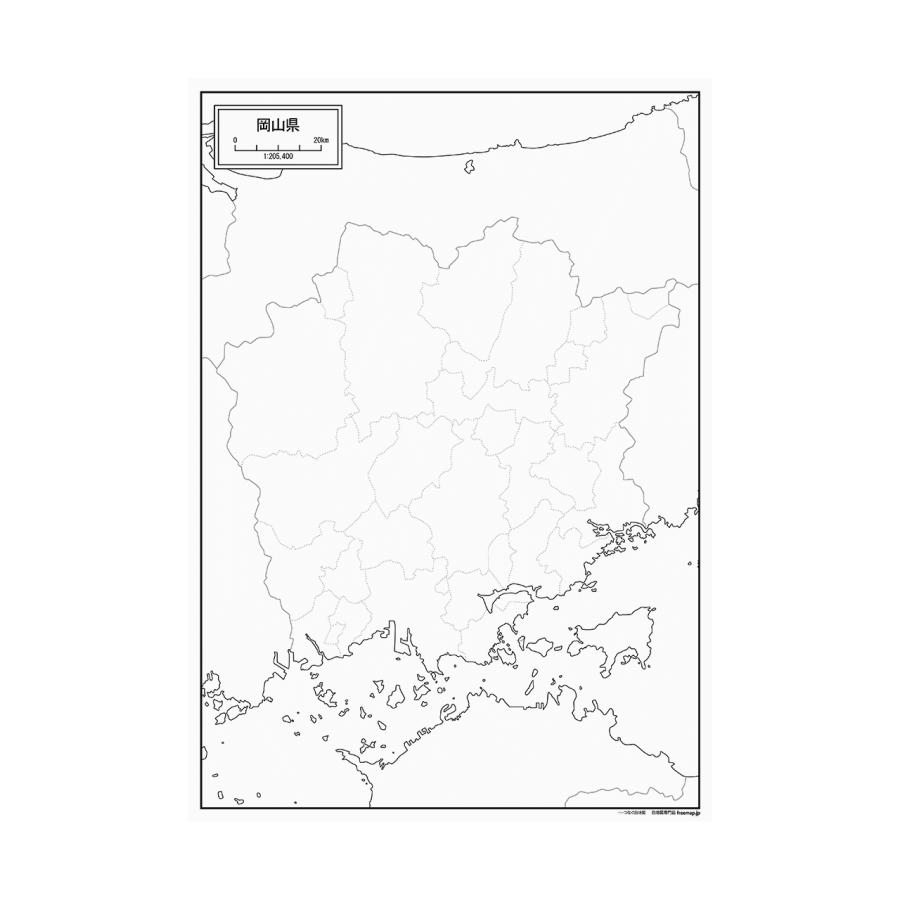 岡山県の紙の白地図 Jppa1 白地図専門店 通販 Yahoo ショッピング