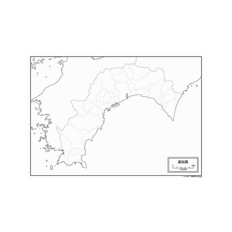 高知県の紙の白地図｜freemap