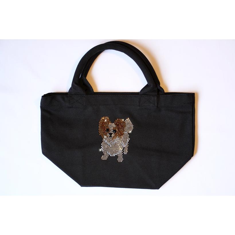 fba015 パピヨントートバッグ　トートバッグ黒　犬　ワンちゃん | フリーズ | 02