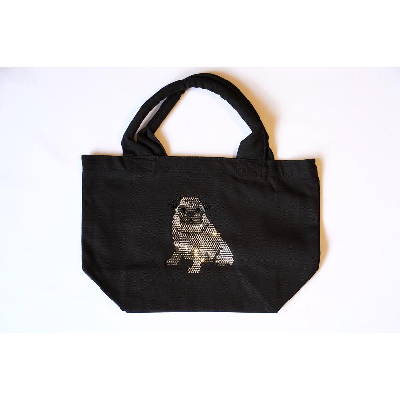 fba016 バグ　トートバッグ黒　犬　ワンちゃん | フリーズ