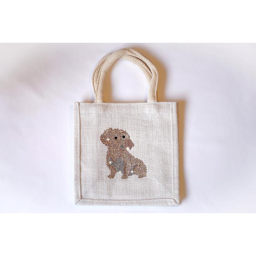 SALE!! fba111 ダックスフンド　麻トート　犬　ワンちゃん | フリーズ | 02