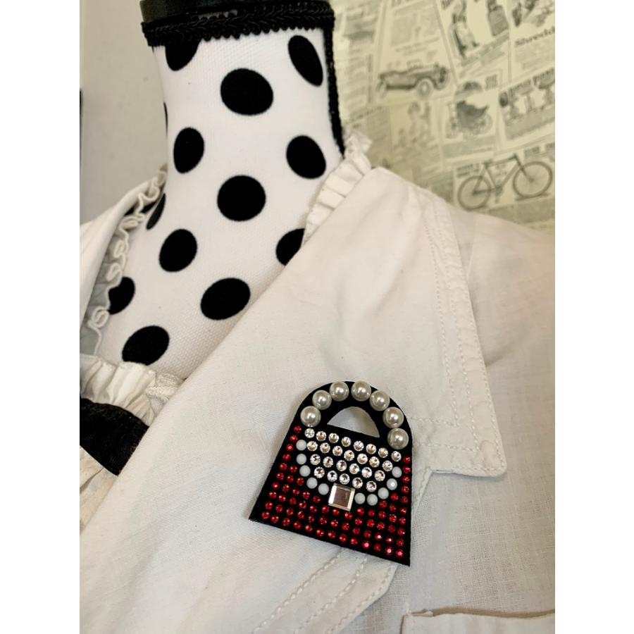 FREES ブローチBAG　FBR-002　45ｘ45ｍｍ　高級ラインストーン上品なパール使用　日本製 |  | 09