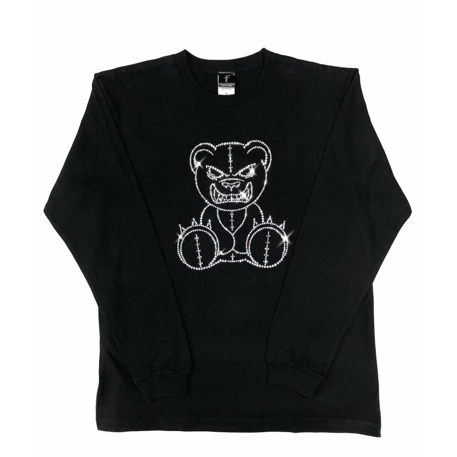 flt-001　アングリーベアー　ユニセックス　黒　キラキラオリジナル　高級プレミアムストーン　おしゃれアイテム　ファッション　トップス |  | 02