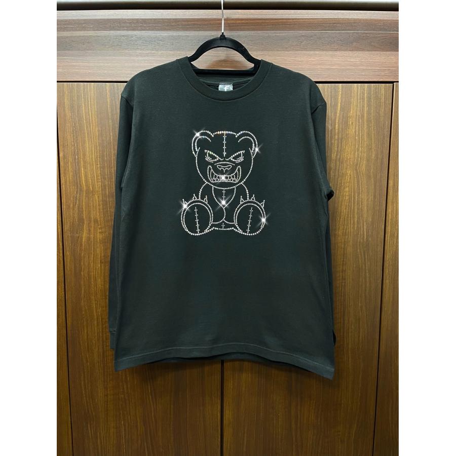 flt-001　アングリーベアー　ユニセックス　黒　キラキラオリジナル　高級プレミアムストーン　おしゃれアイテム　ファッション　トップス |  | 03