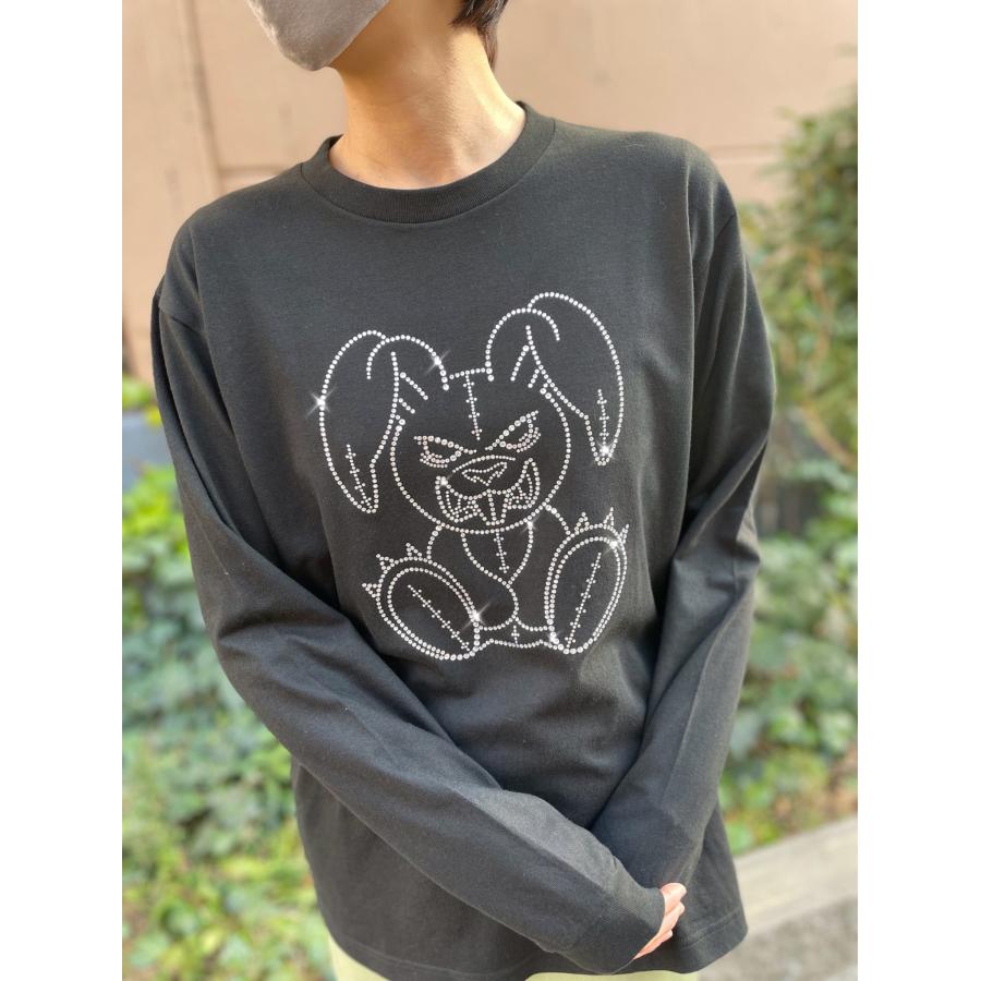 flt-002　アングリーラビット　ユニセックス　黒　キラキラオリジナル　高級プレミアムストーン　おしゃれアイテム　ファッション　トップス | 