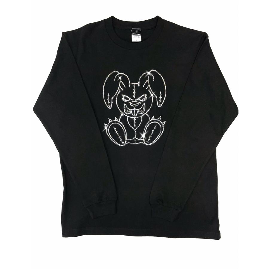 flt-002　アングリーラビット　ユニセックス　黒　キラキラオリジナル　高級プレミアムストーン　おしゃれアイテム　ファッション　トップス |  | 02