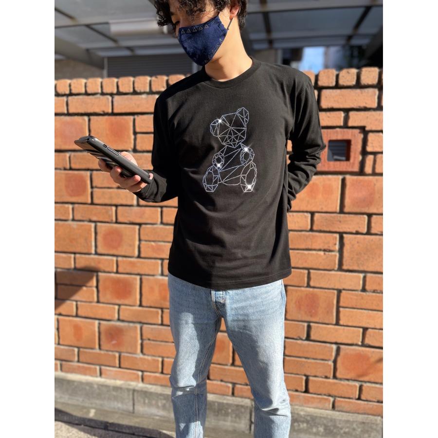 flt-003　ダイヤモンドベアー　ユニセックス　黒　キラキラオリジナル　高級プレミアムストーン　おしゃれアイテム　ファッション　トップス | 