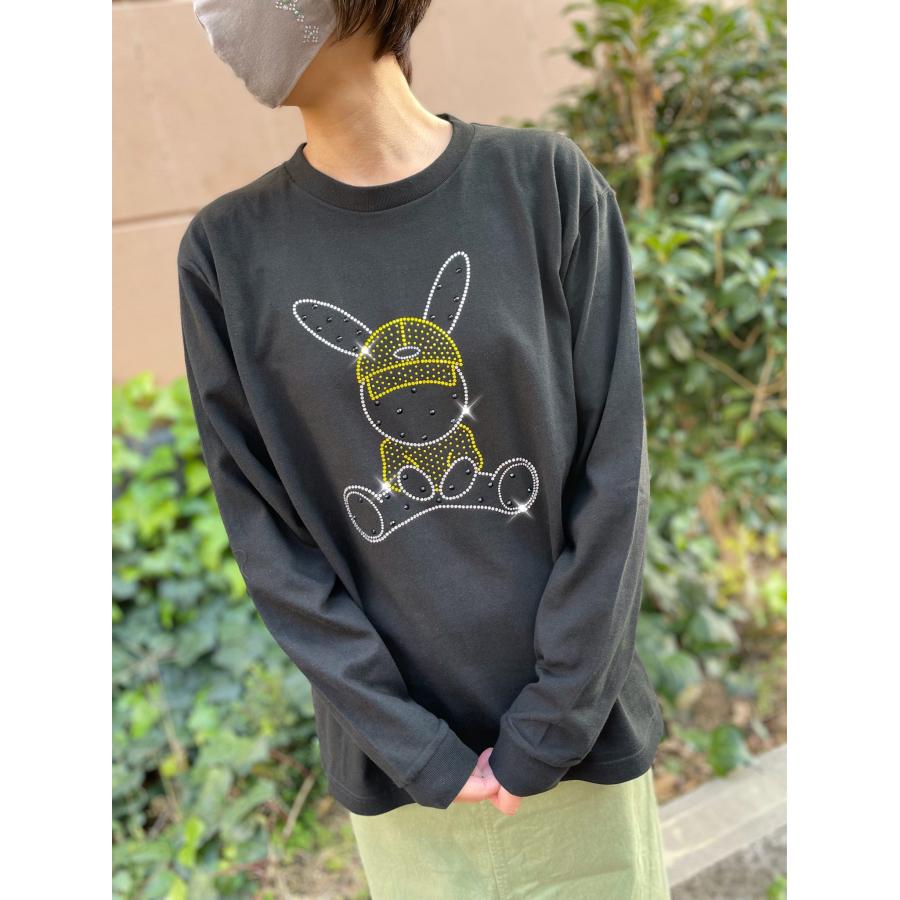 flt-005　クールラビット　ユニセックス　黒　キラキラオリジナル　高級プレミアムストーン　おしゃれアイテム　ファッション　トップス |  | 01