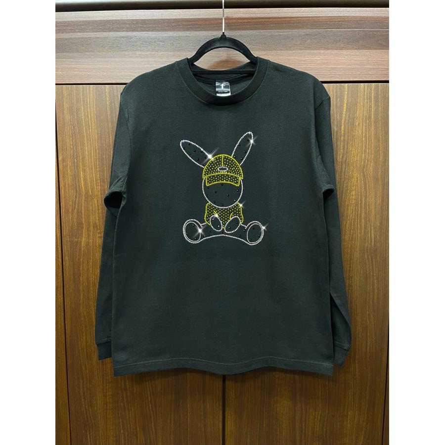 flt-005　クールラビット　ユニセックス　黒　キラキラオリジナル　高級プレミアムストーン　おしゃれアイテム　ファッション　トップス |  | 03