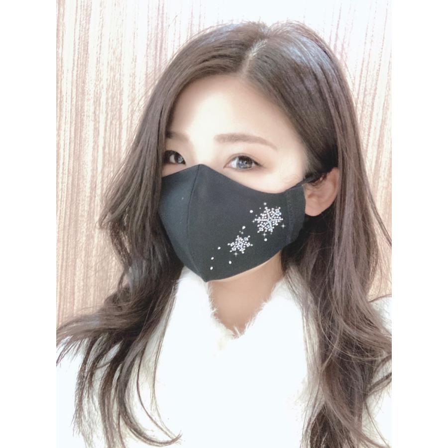 FREES042  雪結晶ラインストーンキラキラマスク 100回洗える 日本製 高機能　厚生省令第34号基準以下　花粉粒子補修効率96パーセントJIS対応 三層構造不織布使用 | 