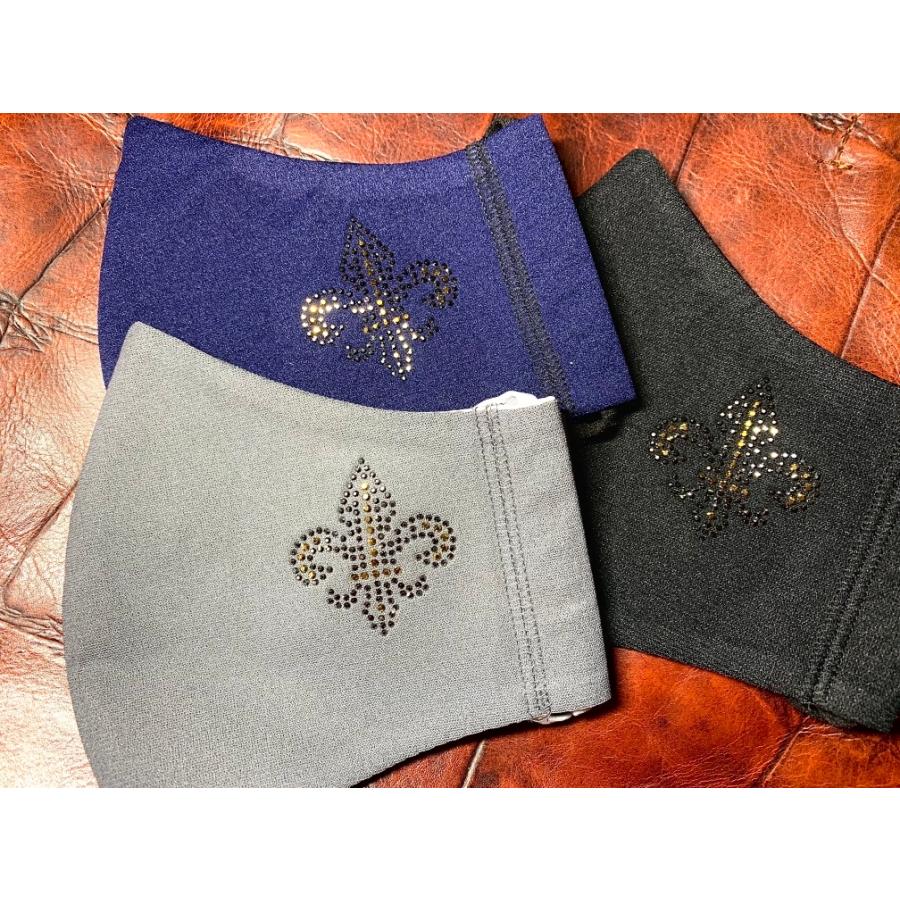 FREESマスク059　Ｌサイズ  new ユリマーク　ラインストーンカラーヘマタイト＆オーラムゴールド使用 キラキラマスク 日本製 パパ、彼氏へのプレゼントに！ |  | 06