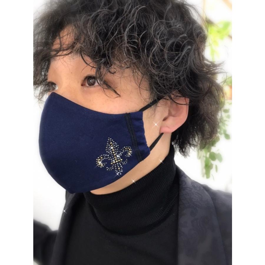 FREESマスク059　Ｌサイズ  new ユリマーク　ラインストーンカラーヘマタイト＆オーラムゴールド使用 キラキラマスク 日本製 パパ、彼氏へのプレゼントに！ |  | 01