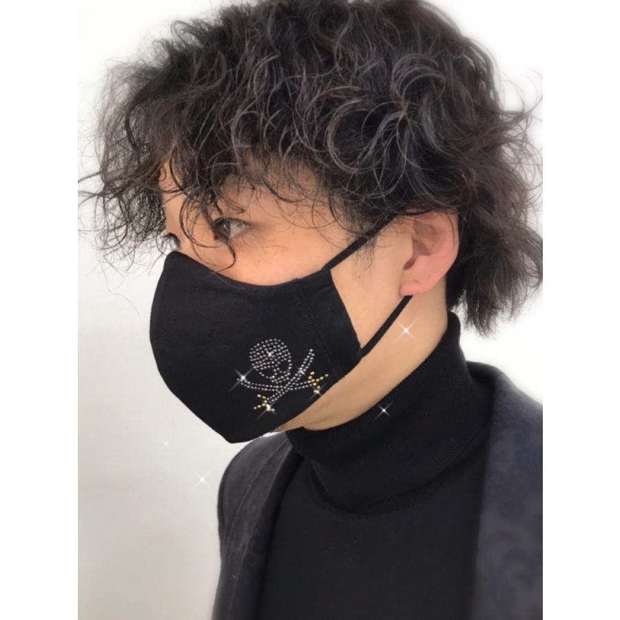 FREESマスク060 Ｌサイズ new 剣ドクロ　ラインストーンカラーヘマタイト＆オーラムゴールド使用 キラキラマスク 日本製 パパ、彼氏へのプレゼントに！ | 