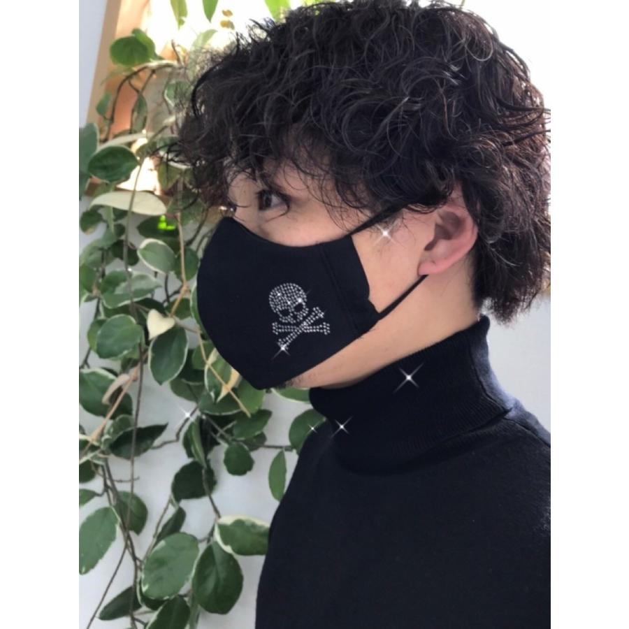 FREESマスク061 Ｌサイズ new骨ドクロ　ラインストーンカラーブラックダイヤ使用 キラキラマスク 日本製 パパ、彼氏へのプレゼントに！ | 