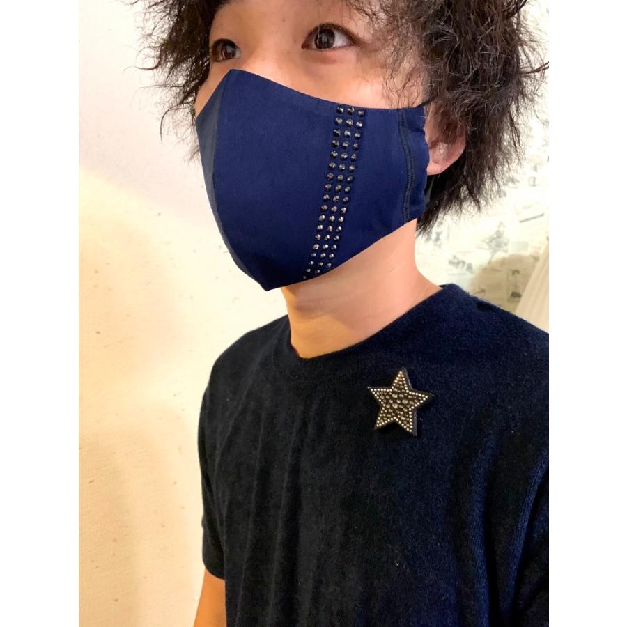FREESマスク062 Ｌサイズ new スリーライン　ラインストーンカラーヘマタイト使用 キラキラマスク 日本製 パパ、彼氏へのプレゼントに！ |  | 01