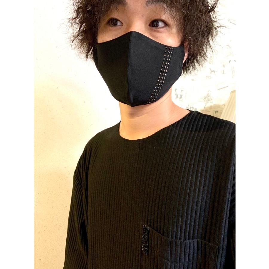 FREESマスク062 Ｌサイズ new スリーライン　ラインストーンカラーヘマタイト使用 キラキラマスク 日本製 パパ、彼氏へのプレゼントに！ |  | 02