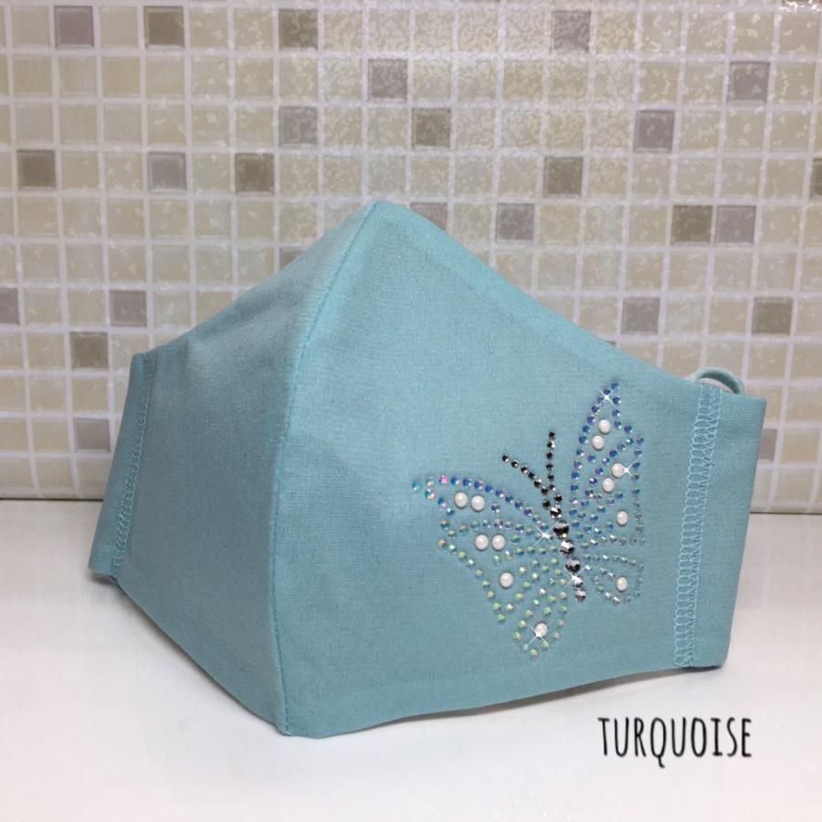 FREES065 蝶柄 高級プレミアムストーン＆パール水洗い100回洗える 日本製高機能厚生省令第34号基準以下 花粉粒子補修効率96パーセント三層構造不織布使用 |  | 15