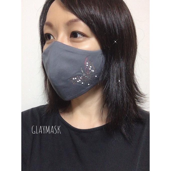 FREES065 蝶柄 高級プレミアムストーン＆パール水洗い100回洗える 日本製高機能厚生省令第34号基準以下 花粉粒子補修効率96パーセント三層構造不織布使用 |  | 02