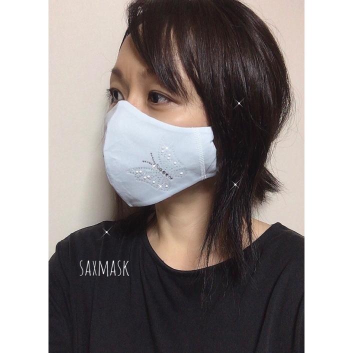 FREES065 蝶柄 高級プレミアムストーン＆パール水洗い100回洗える 日本製高機能厚生省令第34号基準以下 花粉粒子補修効率96パーセント三層構造不織布使用 |  | 07