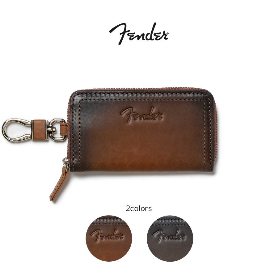 Fender フェンダー キーケース ラウンドファスナー ファスナー 鍵 4連 リング メンズ レディース 本革 レザー ギター 950-500 | Fender