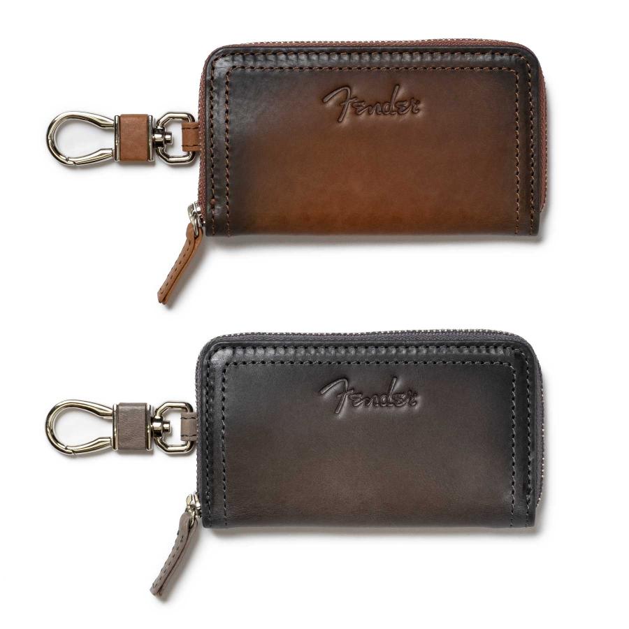 Fender フェンダー キーケース ラウンドファスナー ファスナー 鍵 4連 リング メンズ レディース 本革 レザー ギター 950-500 | Fender | 03