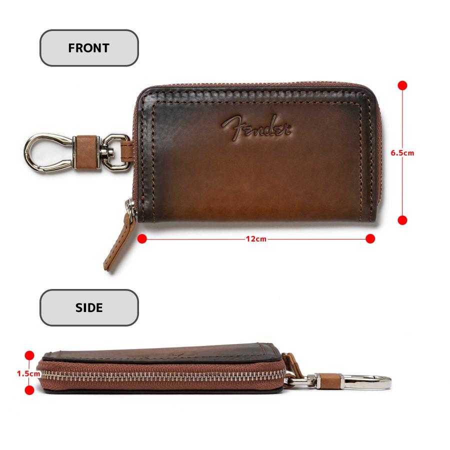 Fender フェンダー キーケース ラウンドファスナー ファスナー 鍵 4連 リング メンズ レディース 本革 レザー ギター 950-500 | Fender | 04