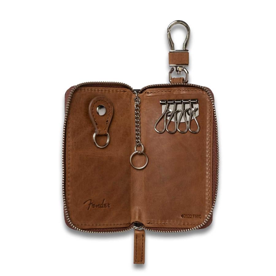 Fender フェンダー キーケース ラウンドファスナー ファスナー 鍵 4連 リング メンズ レディース 本革 レザー ギター 950-500 | Fender | 07