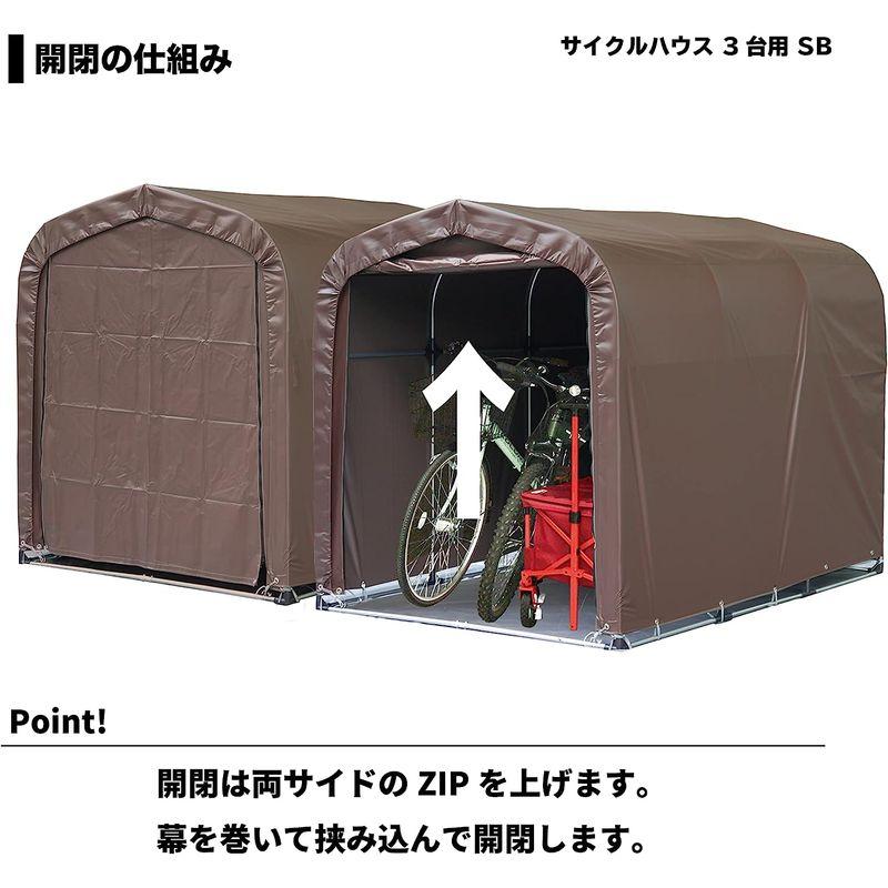 南榮工業　サイクルハウス　3台用SB　間口　2.2ｍ　奥行　1.56ｍ　1.65ｍ　高さ