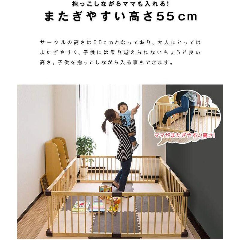 RiZKiZ 木製ベビーサークル 167cm×167cm×55cm ナチュラル 8枚セット 大きさ、形組み換え可能 簡単設置 木製ベビーサークル 167cm×167cm×55cm ナチュラル 8枚セット 大きさ 形組み換え可能 簡単設置 サイズ